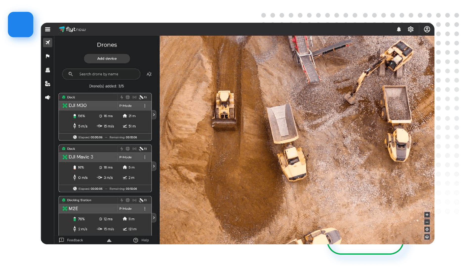 Live drone inspection of a mining site