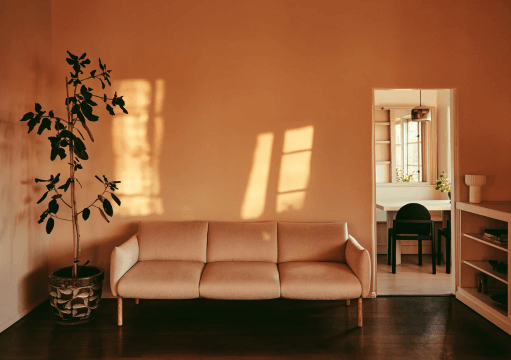 Couch in orange aesthetic