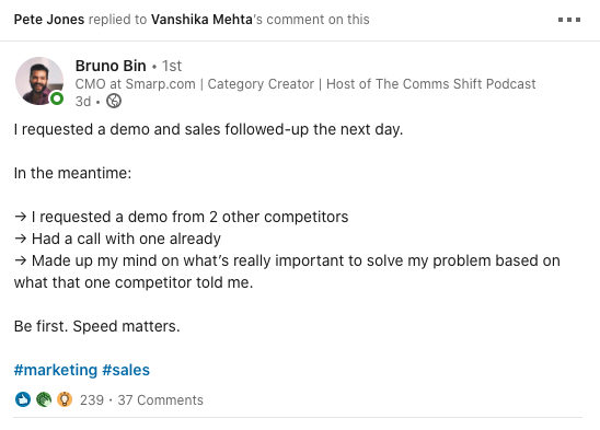 Linkedin post.