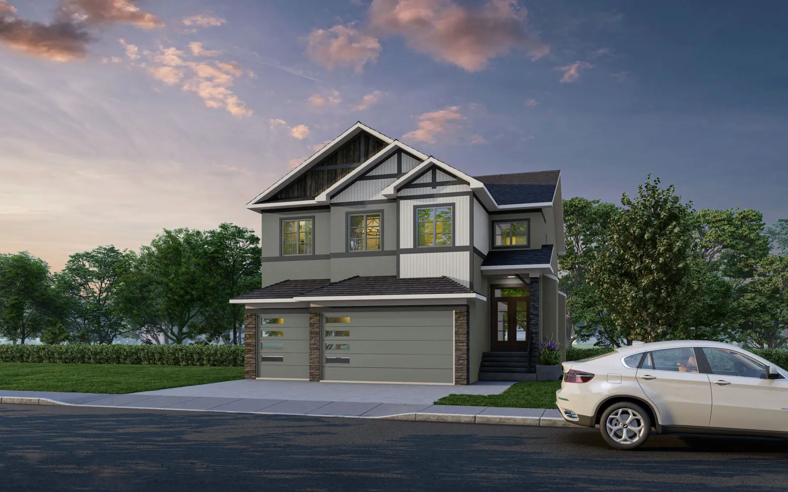 Exterior Render of a new home in Savanna Estates Calgary