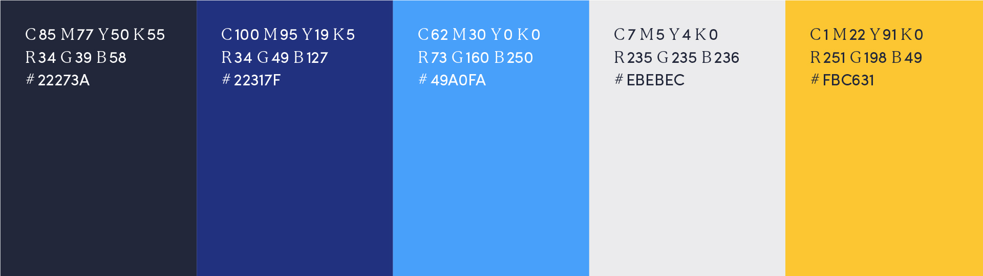 Palette de couleurs de l’identité visuelle de la TCRI