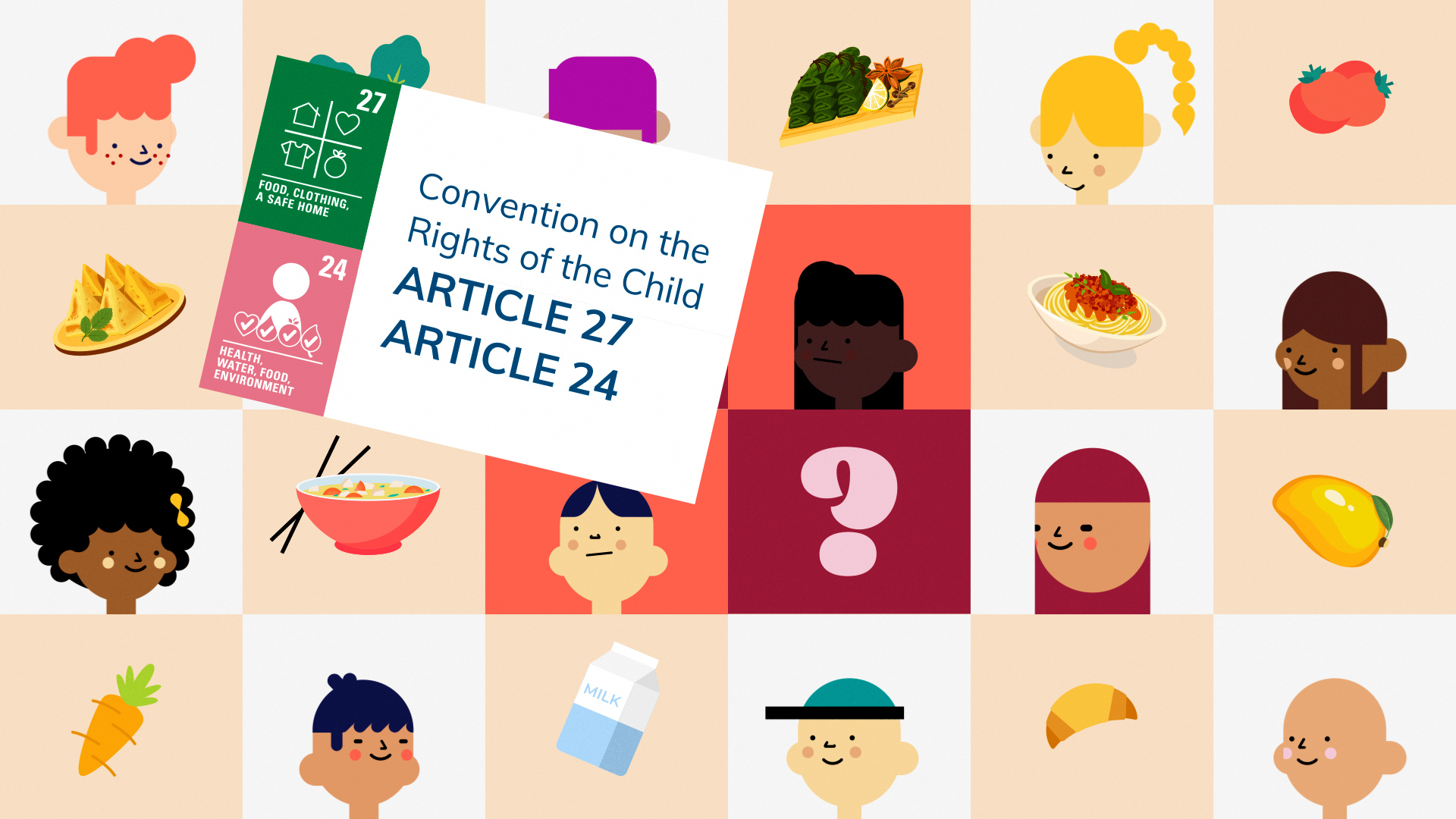 Détail provenant de la vidéo explicative promouvant le respect des droits des enfants – Au Canada, 1 enfant sur 6 n’a pas assez de nourriture pour vivre en santé
