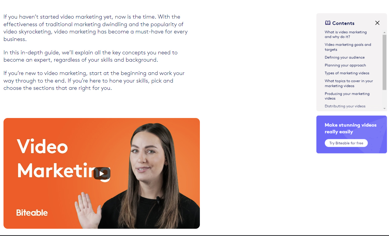 screenshot of biteable page - 1