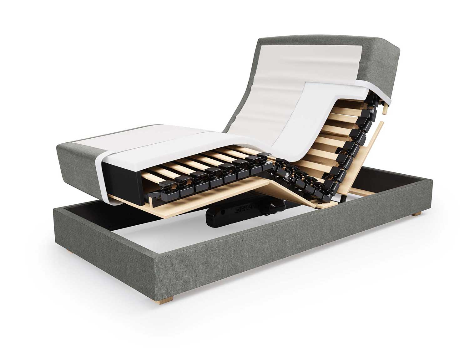 Motorisierter Lattenrost aus Holz von Swissflex