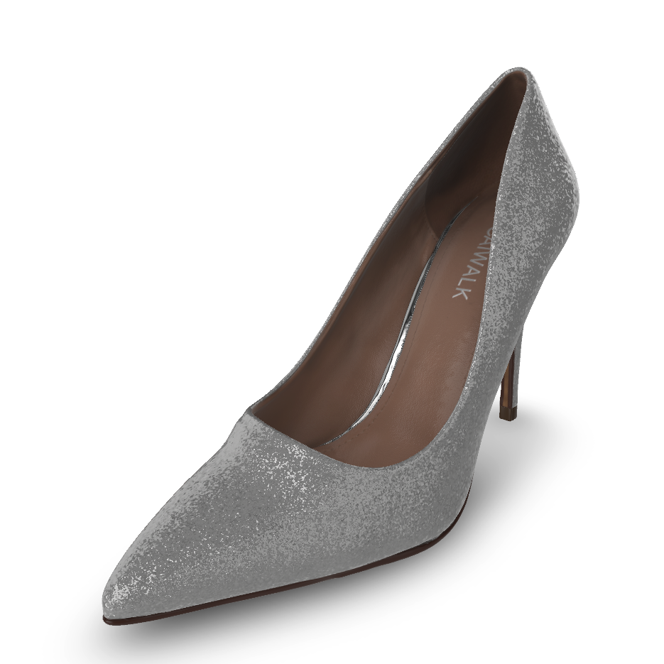 Silber-glänzender Pumps Schuh als Freisteller