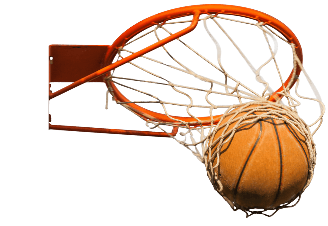 Спортивная игра с корзиной. Баскетбольное кольцо с мячом на белом фоне. Баскетбольное кольцо с мячом на прозрачном фоне. Баскетбольный мяч в корзине на прозрачном фоне. Баскетбольный мяч в корзине на белом фоне.