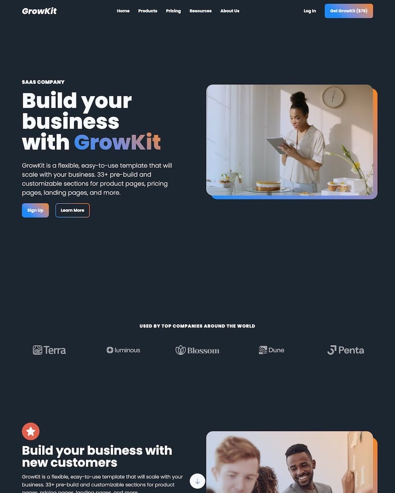 Webflow Landing Page Template SaaS – GrowKit