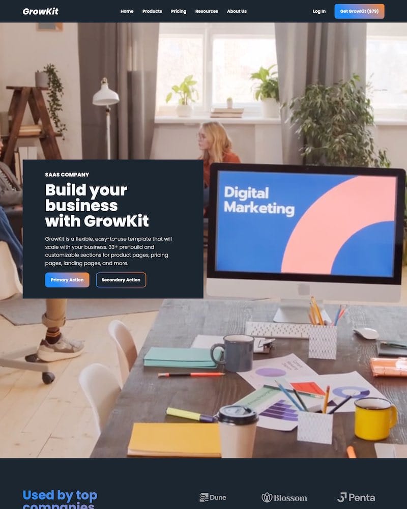 Webflow Landing Page Template SaaS – GrowKit