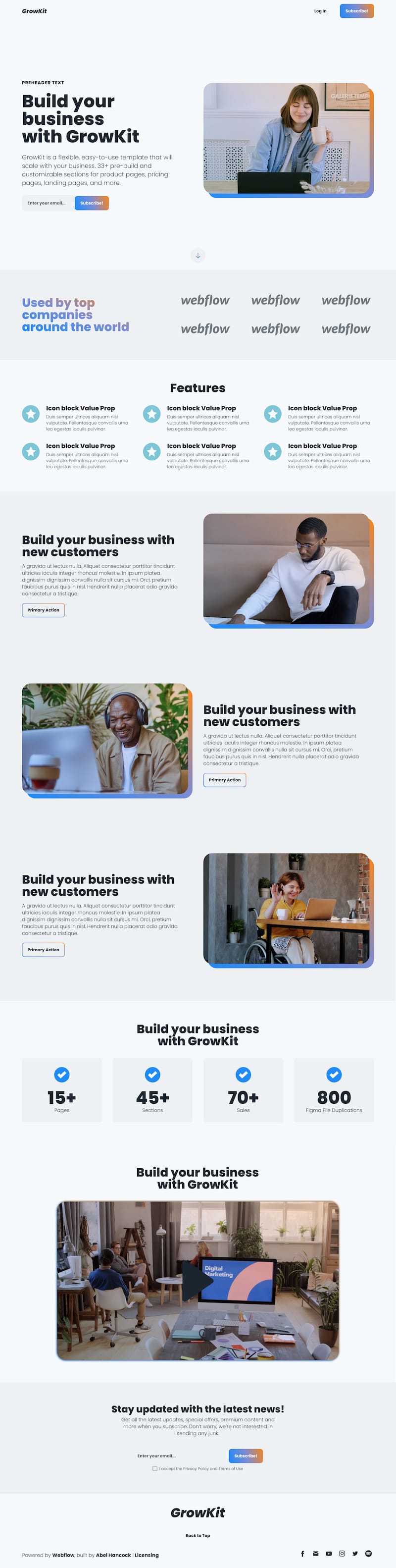 Webflow Landing Page Template SaaS – GrowKit
