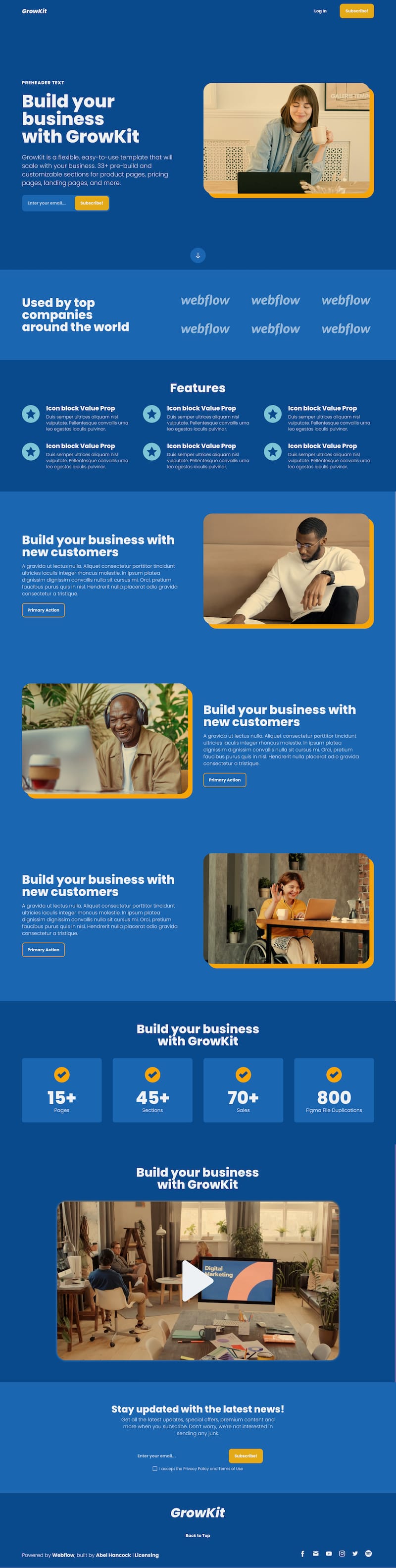 Webflow Landing Page Template SaaS – GrowKit