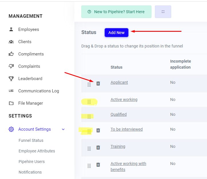 How to Create and Remove Funnel Status