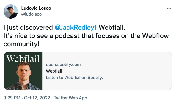 Testimonial Tweet from Ludovic