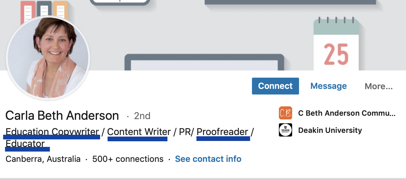 LinkeIn Profile Keyword use sample