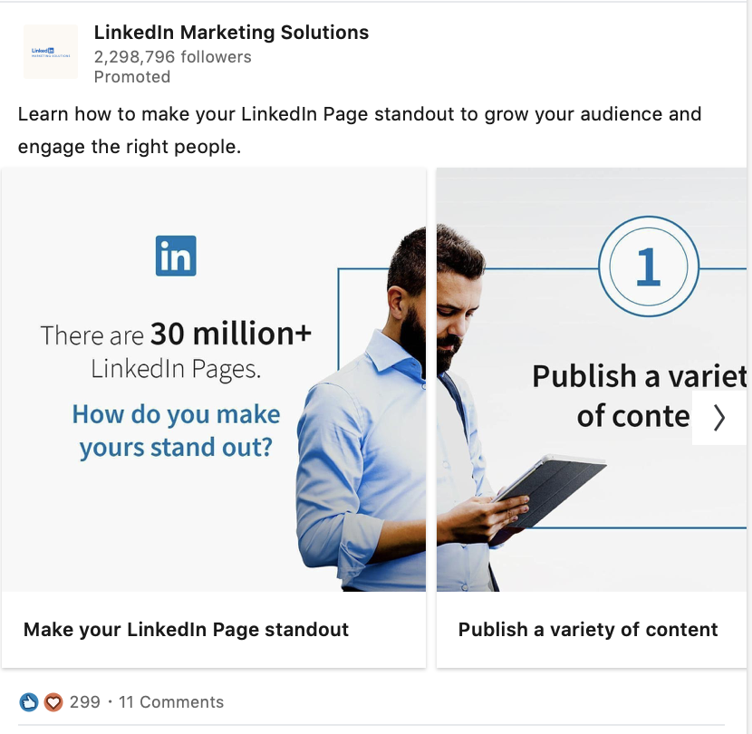 LinkedIn newsfeed ad