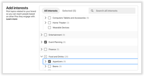 How to add interests to Promoted Pin campaigns. 