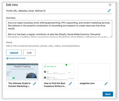 Sample Linkedin intro edit