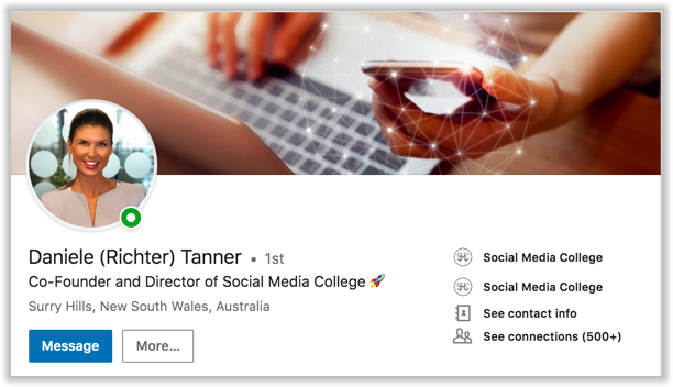Example of professional LinkedIn photo Daniele Tanner