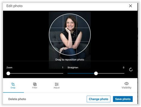 Example of professional LinkedIn photo Crop