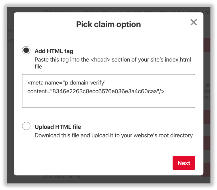 Pick claim option
