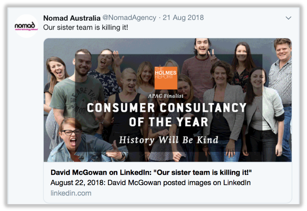 Nomad Australia uses visual content on Twitter to help their content stand out and drive more engagement.