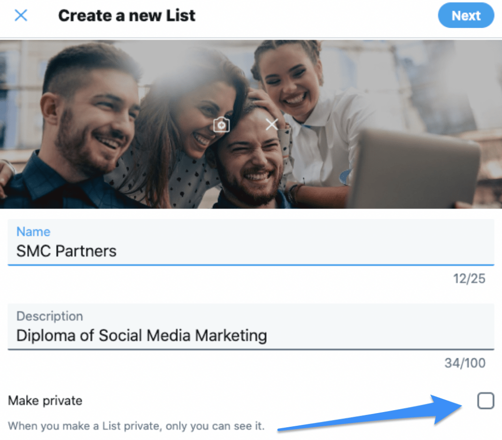 How to make Twitter lists private
