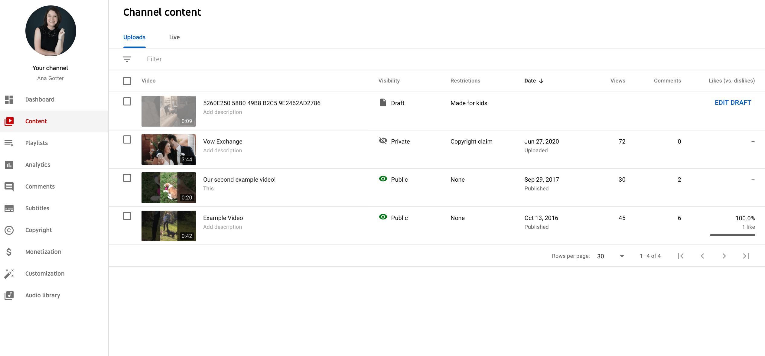 YouTube creator studio 