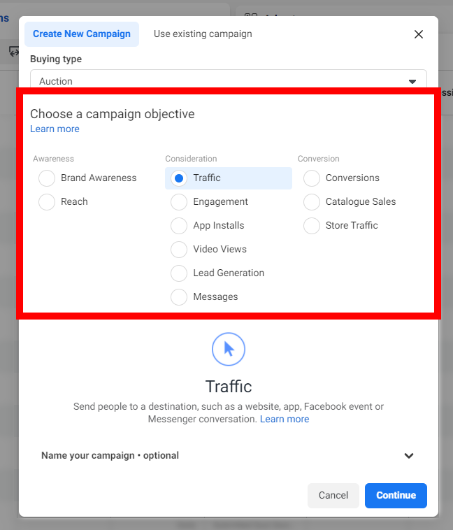 Choose a Campaign Objective