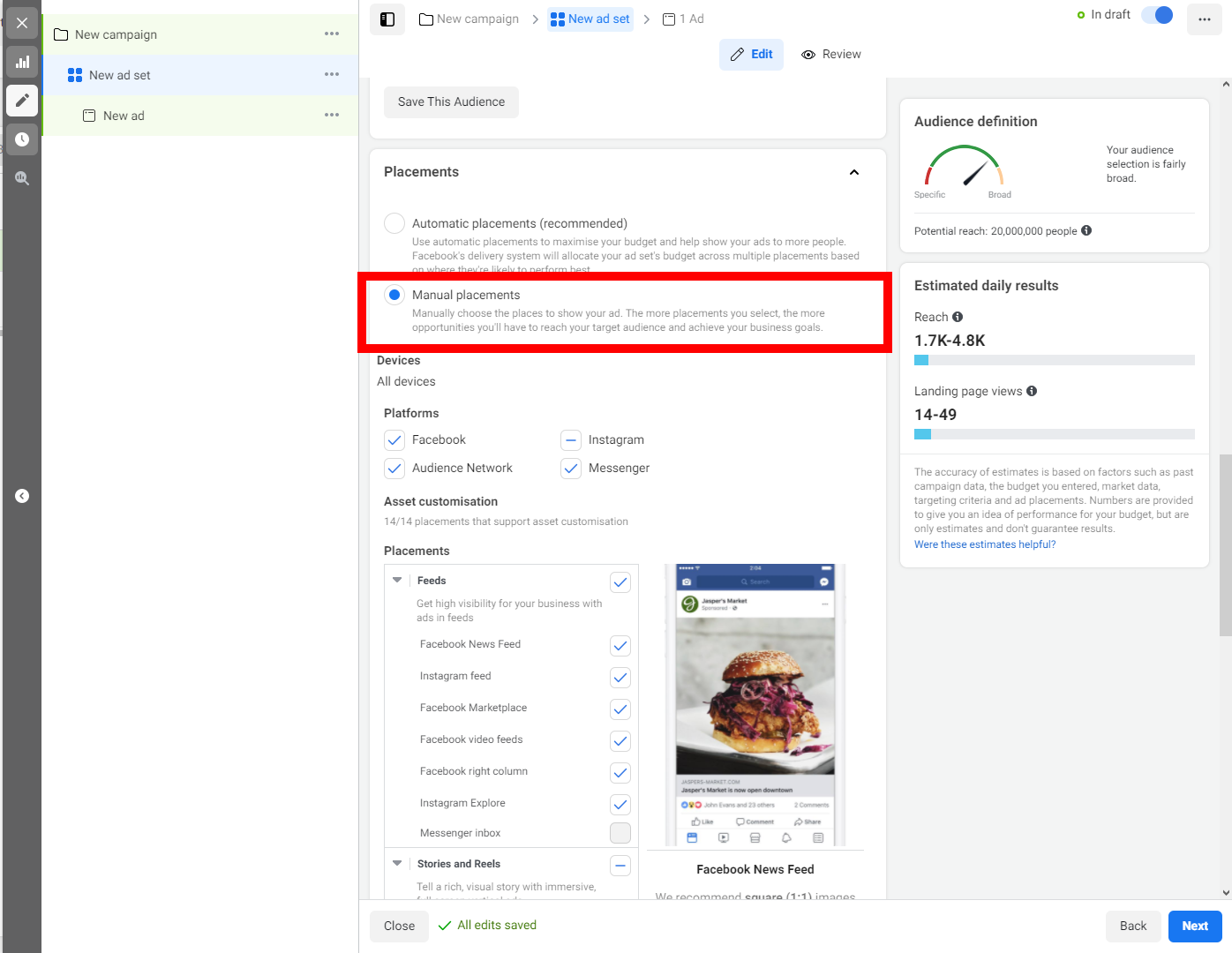 Select Manual placements