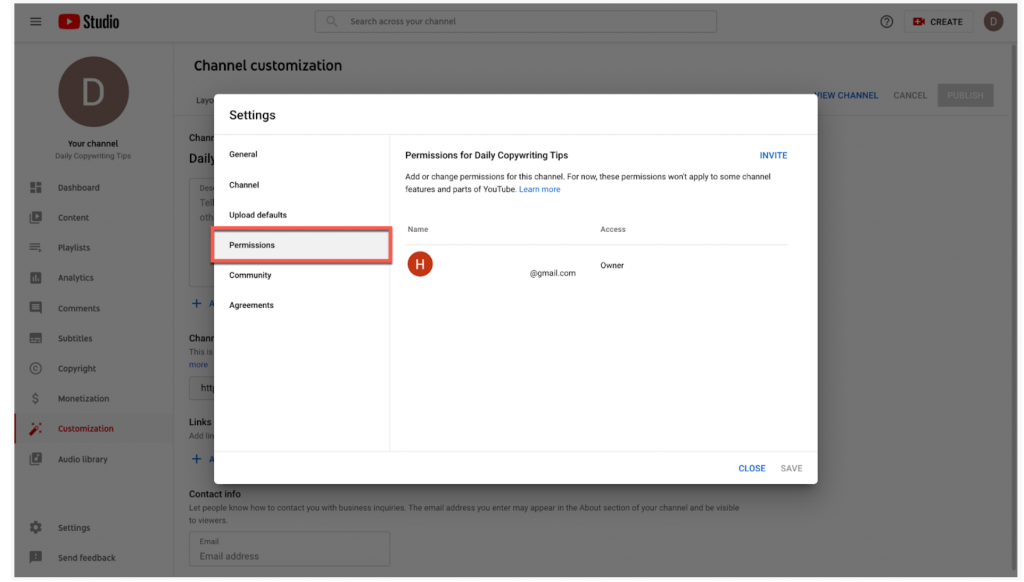 How to add team members to YouTube account for business