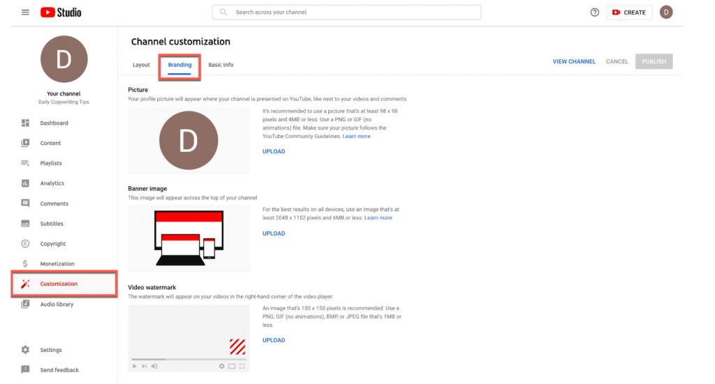 YouTube account for business
