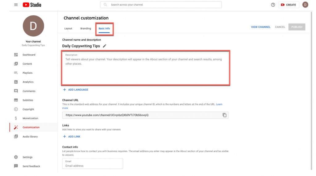 YouTube for business account creation