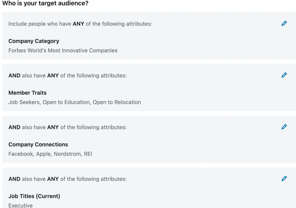 LinkedIn advertising audience targeting 