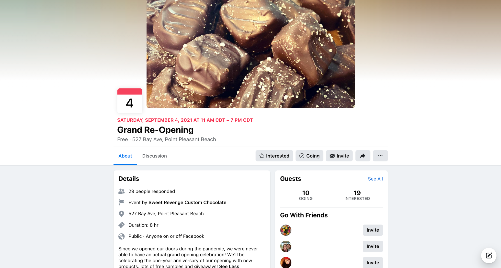 share the event with their friends