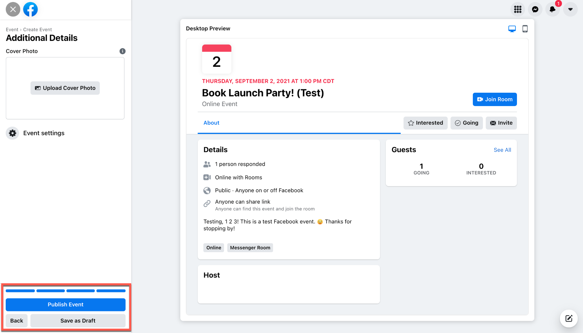 upload a Facebook Event cover photo