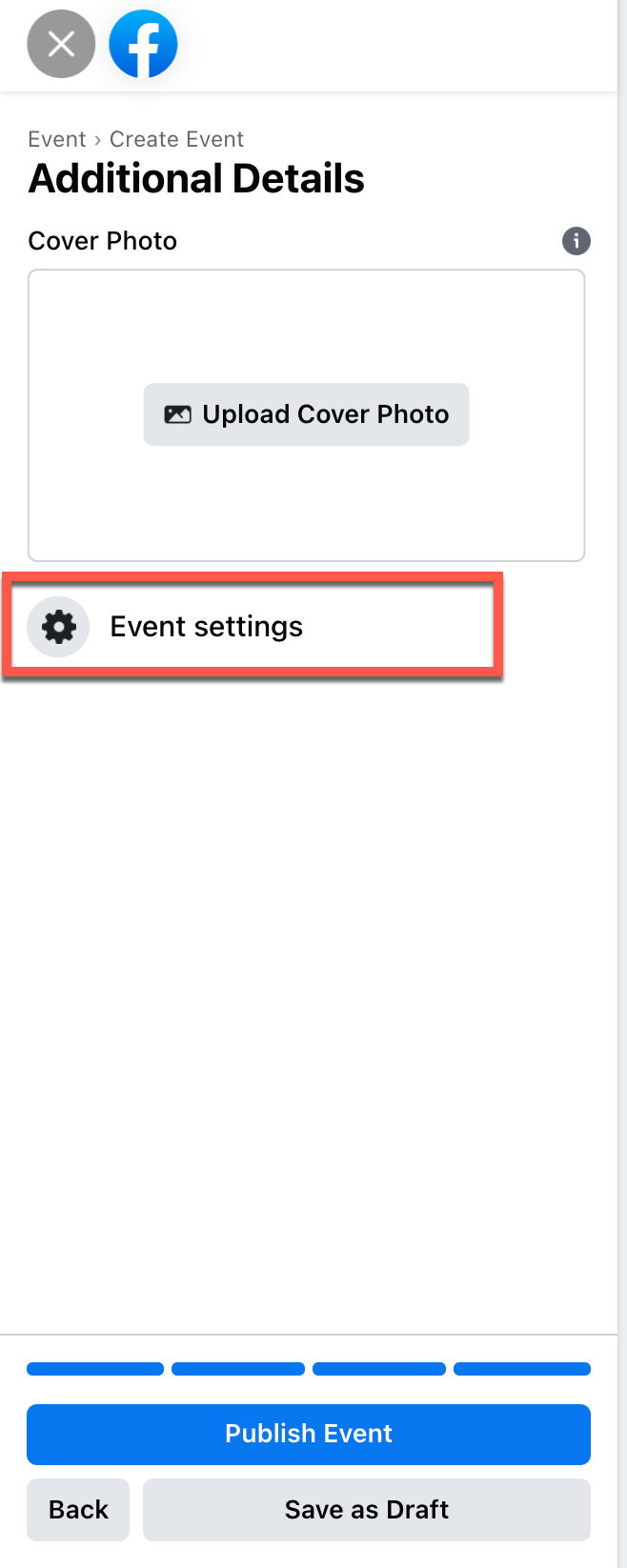 add additional Event Settings