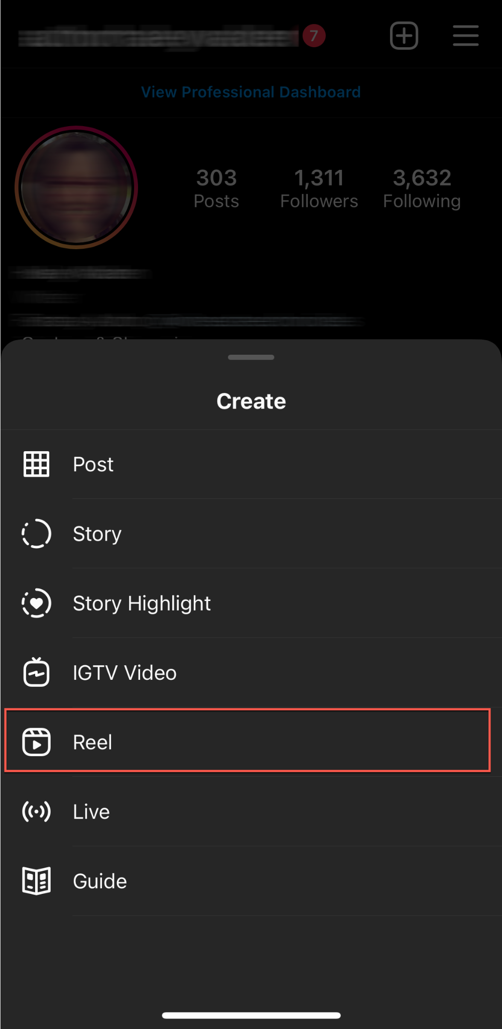 Select Reel to continue. 