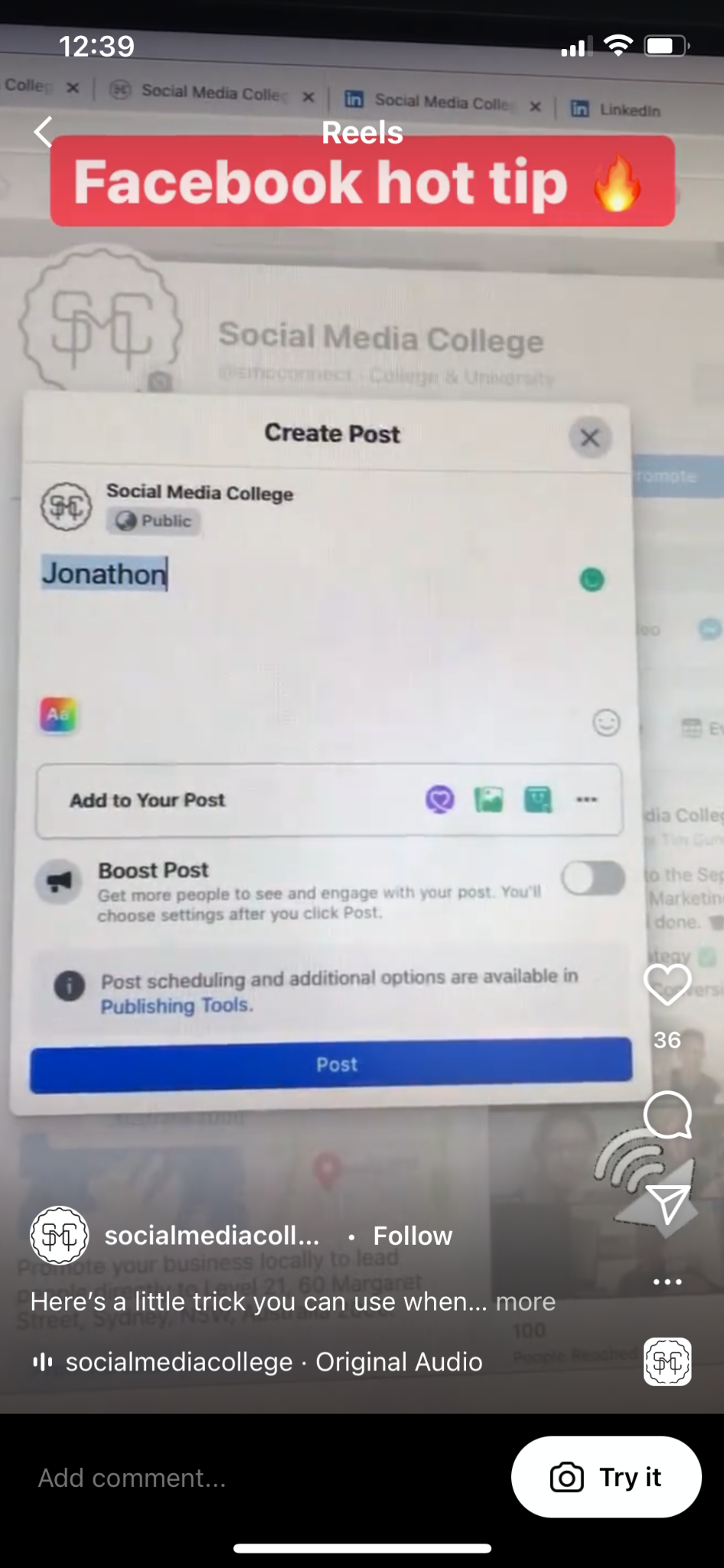 instagram reels social media college
