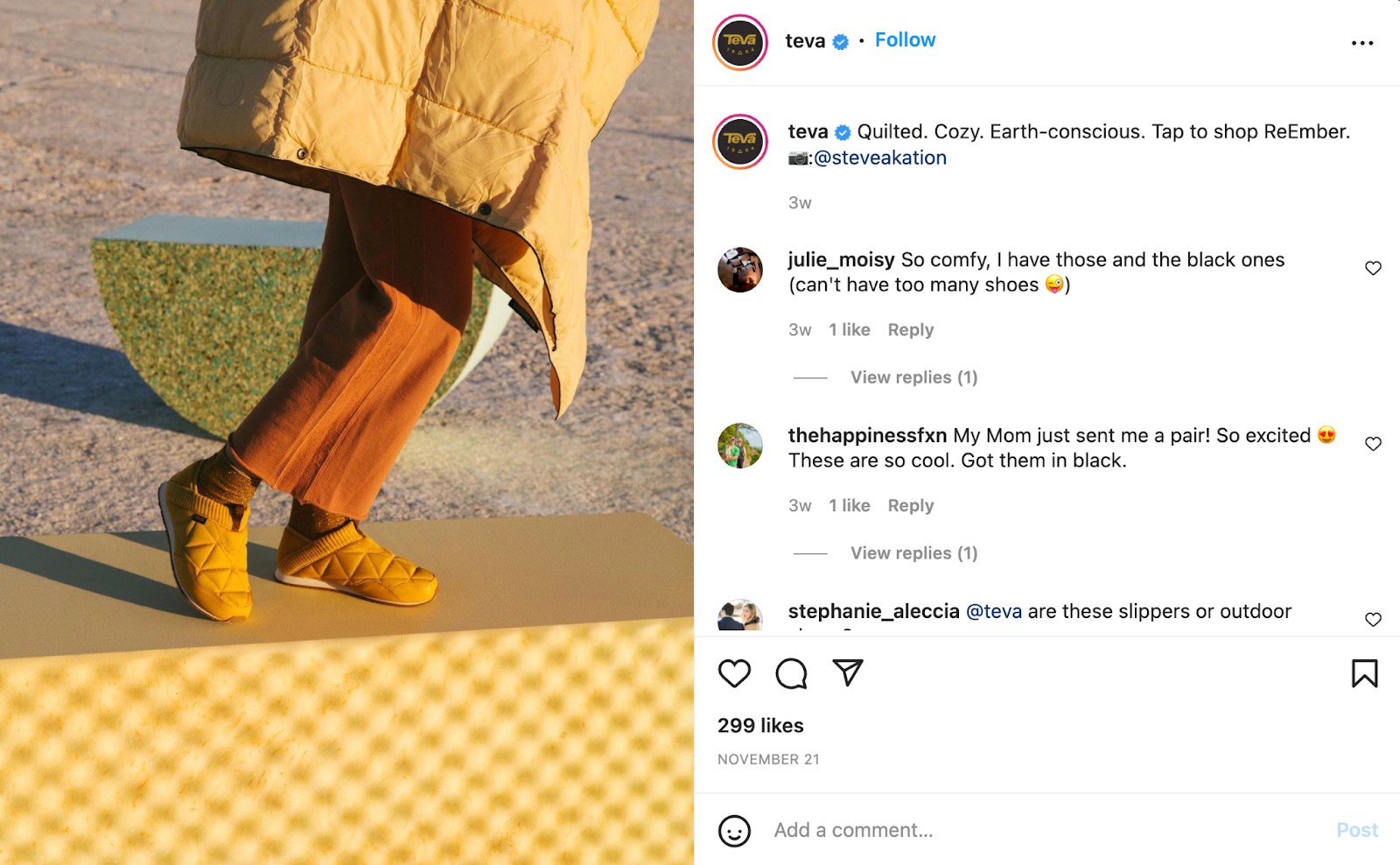 Instagram comment section