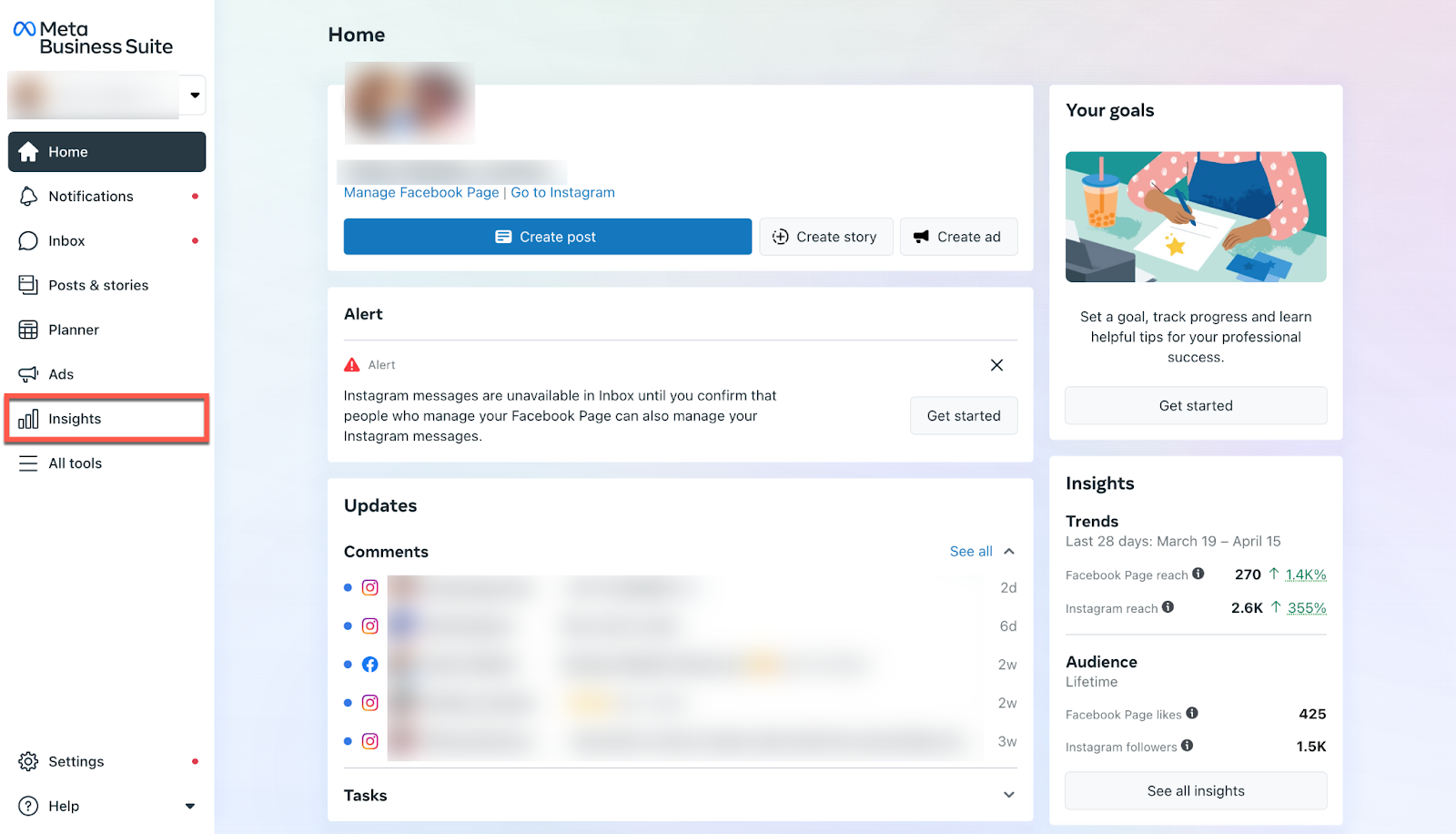Instagram Insights via Business Suite