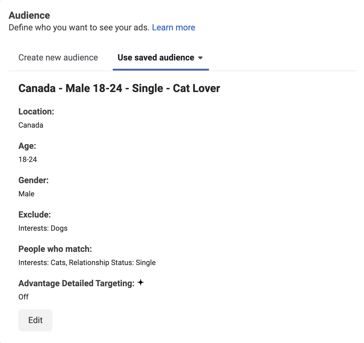 Meta ad platform audience targeting