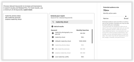 Tutorial for how to add keywords to Promoted Pin campaigns 