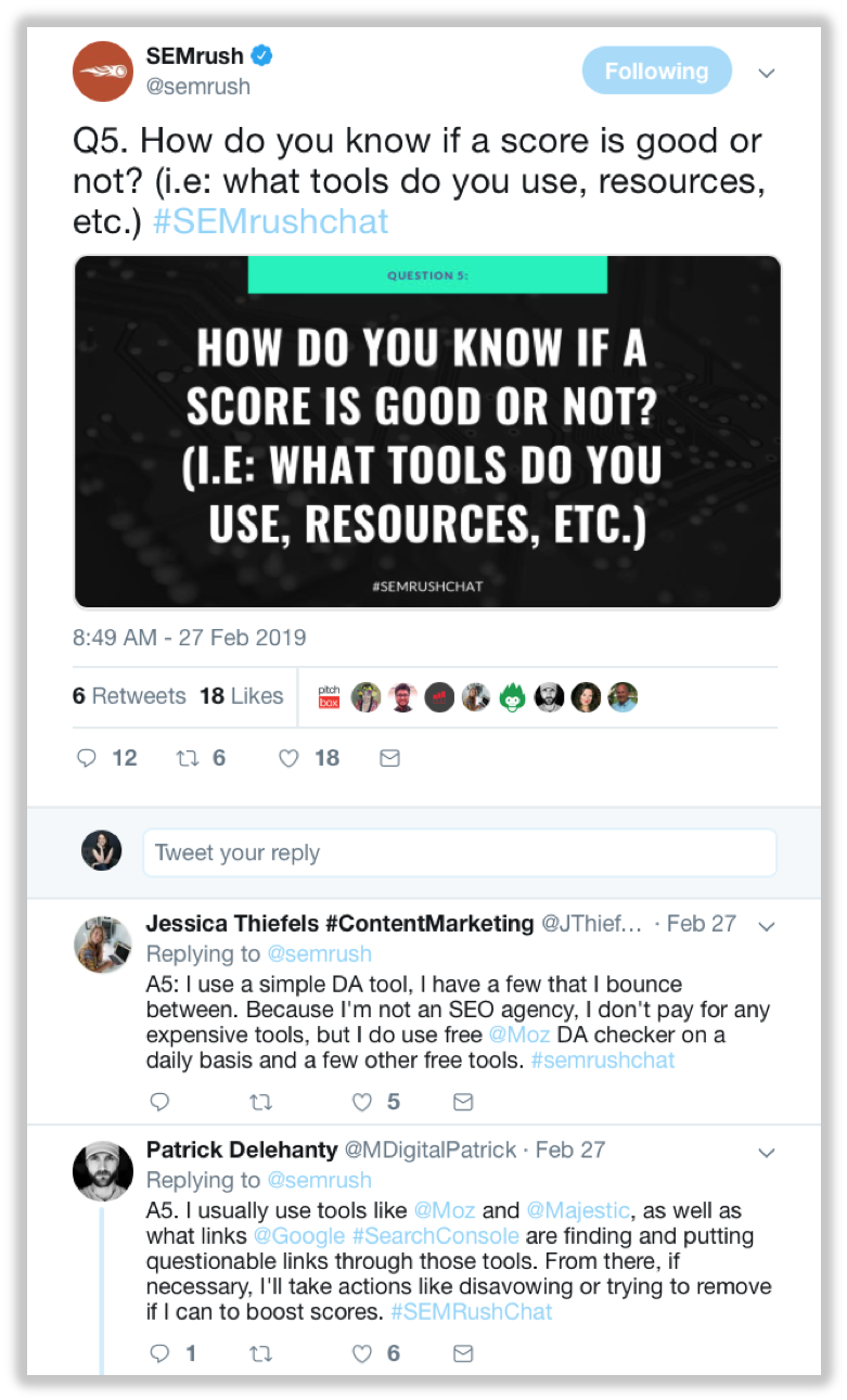 SEMRush uses Twitter to engage with influencers authentically