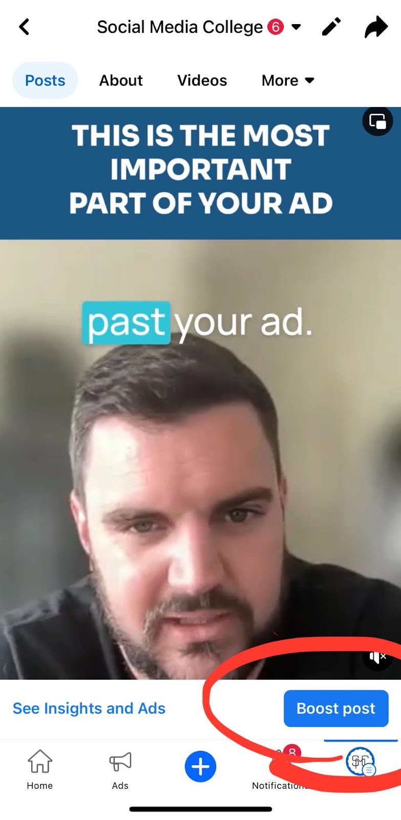 Facebook boosted post button