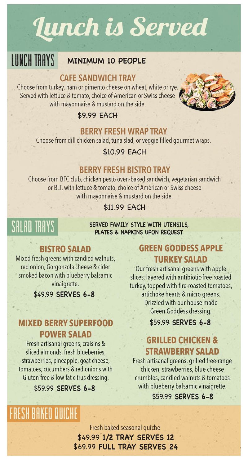 Berry Fresh Cafe Catering Port St. Lucie, Jupiter & Stuart, FL