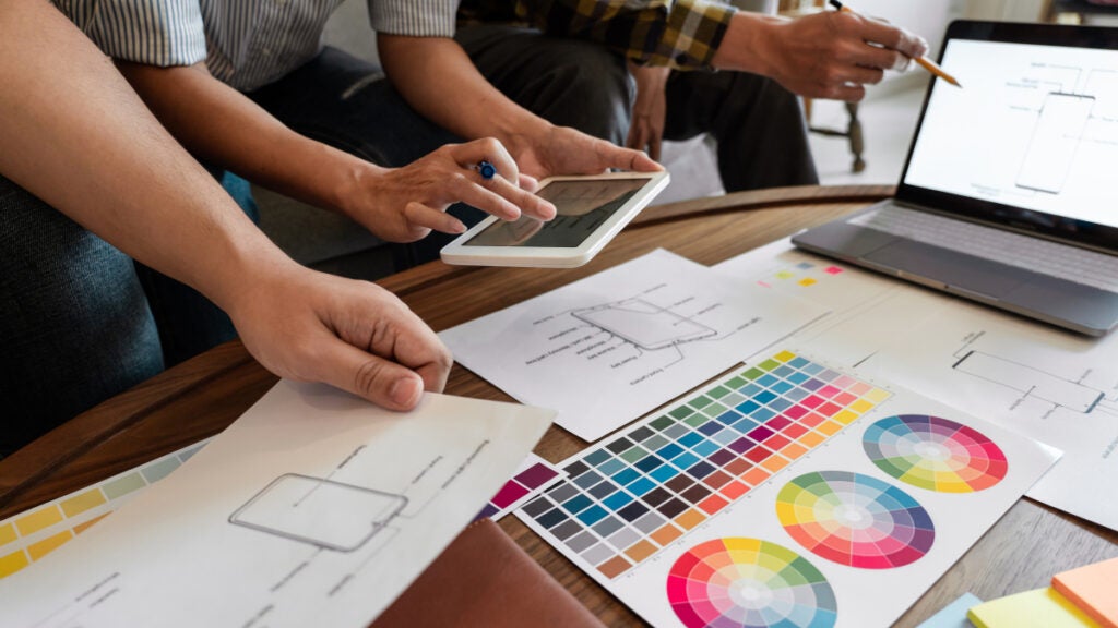 Product designers working with design software