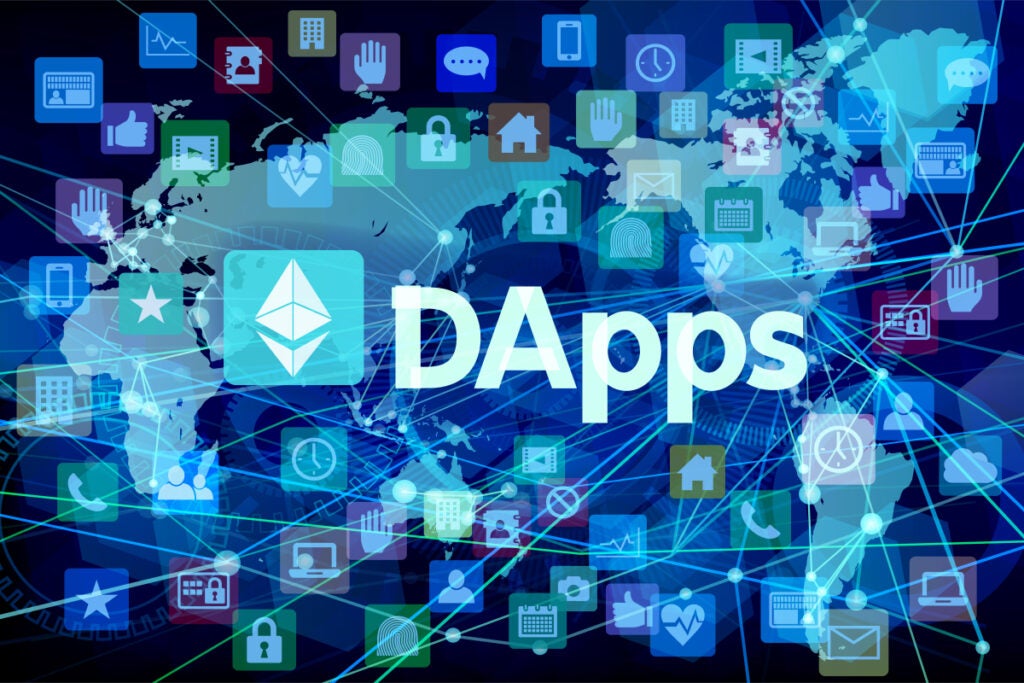dApps on display with a digital network background