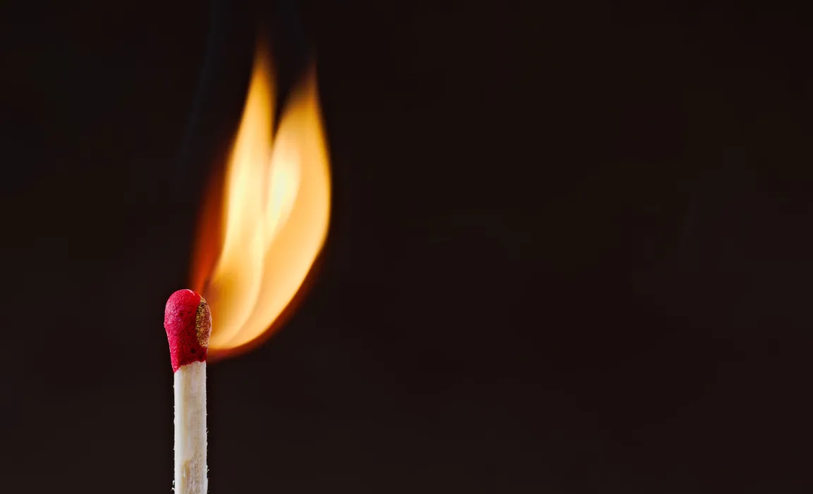 A lit match