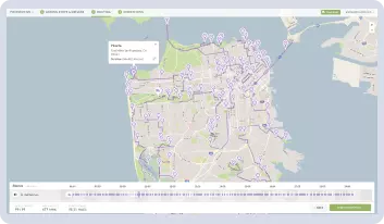 Map of a Pokemon Go collection route around San Francisco.