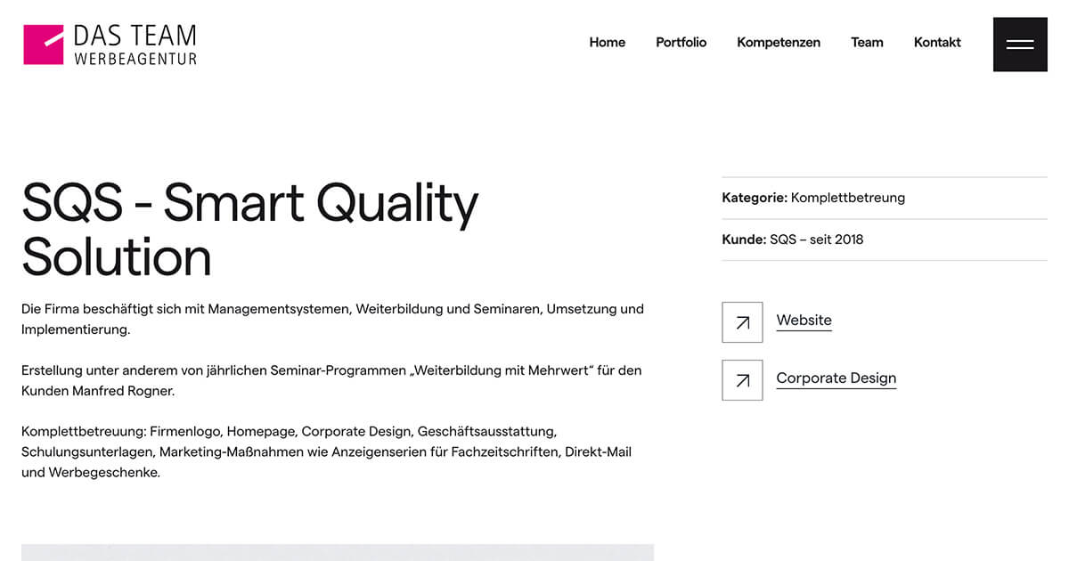 Portfolio: SQS Smart Quality Solution – das team WERBEAGENTUR