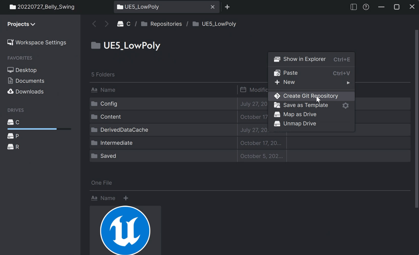Create a new git repository in Anchorpoint